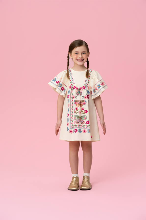 VESTIDO INFANTIL MON SUCRÉ INVERNO FLOR E BORBOLETAS