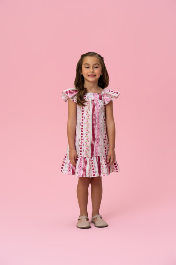 VESTIDO INFANTIL MON SUCRÉ INVERNO LISTRAS DE AMOR