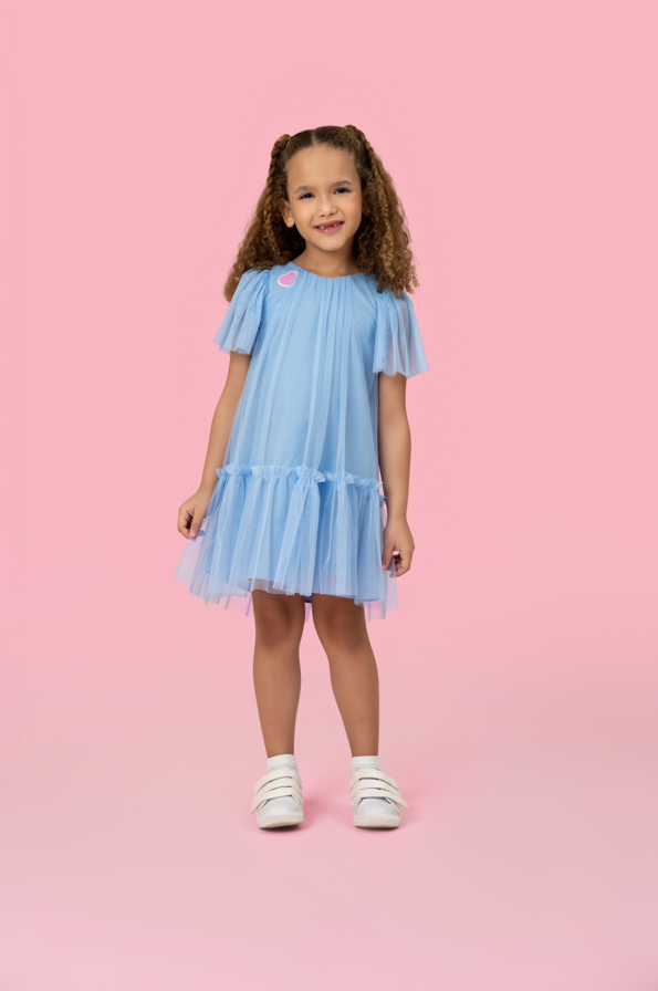 VESTIDO INFANTIL MON SUCRÉ INVERNO CÉU AZUL