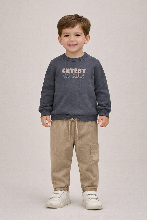 CONJUNTO LUC.BOO BLUSÃO EM MOLETOM SEM PELÚCIA E CALÇA JOGGER EM COTTON JEANS – 89779