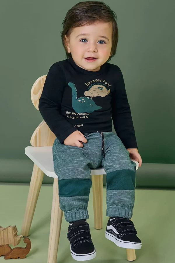 CONJUNTO LUC BOO BODY EM COTTON E CALÇA JOGGER MESCLADA BICOLOR – 90733