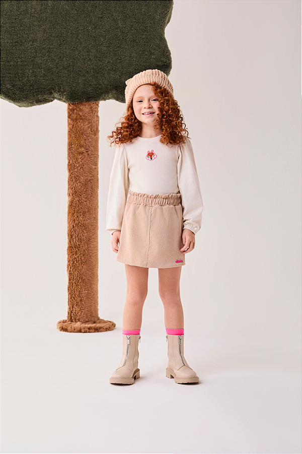 CONJUNTO BIMBI BLUSA E SHORTS BEGE VANILLA – FA800