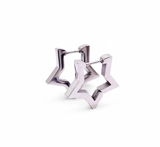 Brinco Nyx | Argola Click Estrela Aço Inox