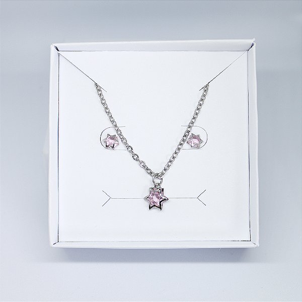 Conjunto Mirtis - Colar e Brinco em Aço Inox