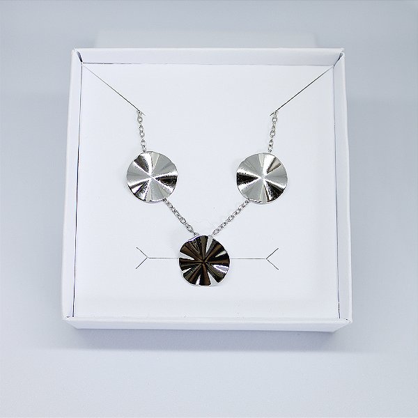 Conjunto Minerva - Colar e Brinco em Aço Inox