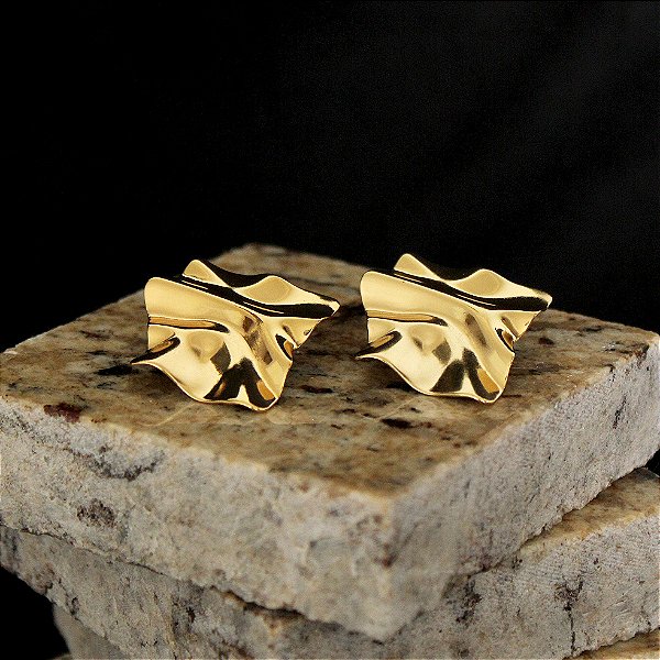 Brinco Satet em Aço Inox com Banho Dourado