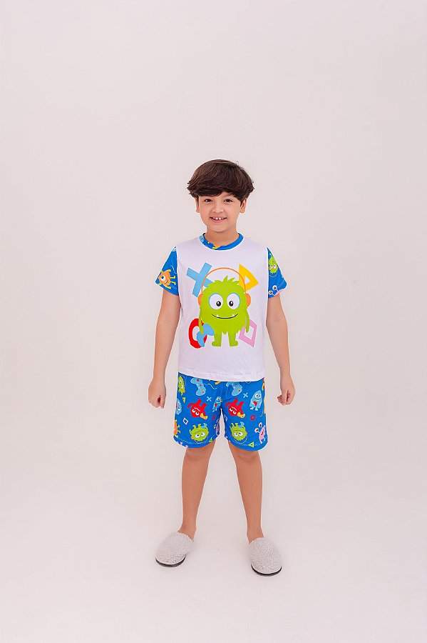 Pijama Curto Menino Monstrinho Gamer