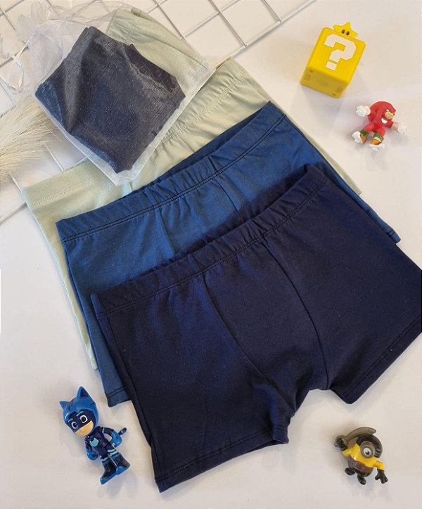 Kit com 2 Cuecas Box Infantis em Algodão