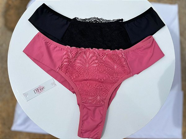 CALCINHA FIO DUPLO COM RENDA NA FRENTE