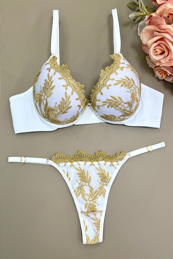 Conjunto Cristal Tule Bordado Feminino