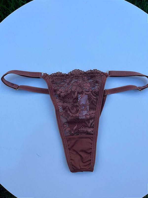 CALCINHA FIO COM REGULAGEM E FRENTE EM RENDA