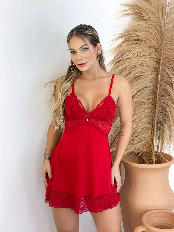 Camisola Elisa em Renda Vermelha