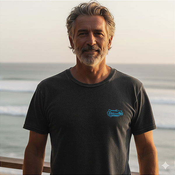 Camisa Mentawai Preto Estonado Estampa Mapas