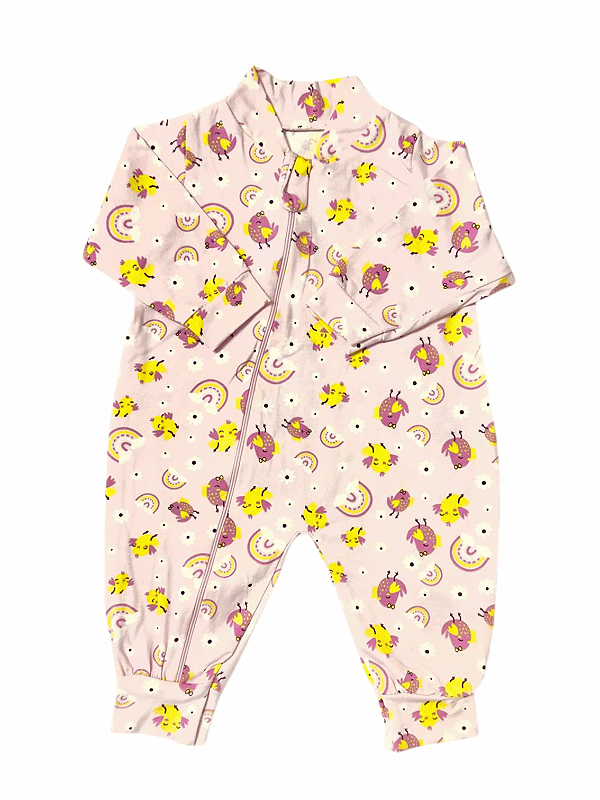 Macacão Manga Longa c/ zíper Estampado Menina Cotton - unidade