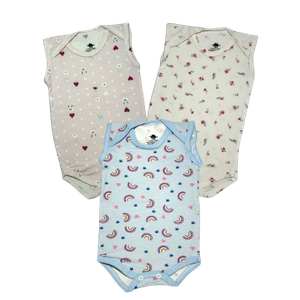 Kit Body Regata Estampado Menina Cotton - 03 unidades
