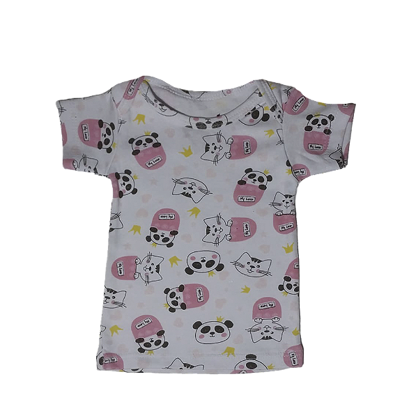 Kit Camisa Meia Manga Estampada Menina Cotton - 03 unidades