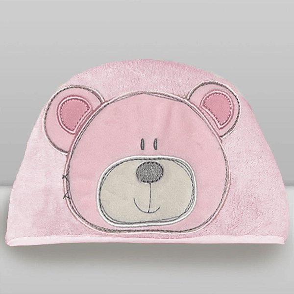 Toalha Animada Bordada Laço Bebê - Urso Rosa