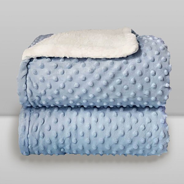 Cobertor Sherpam Dots - Azul Baby