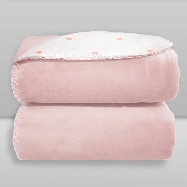 Manta Velvet Poá - Rosa Baby