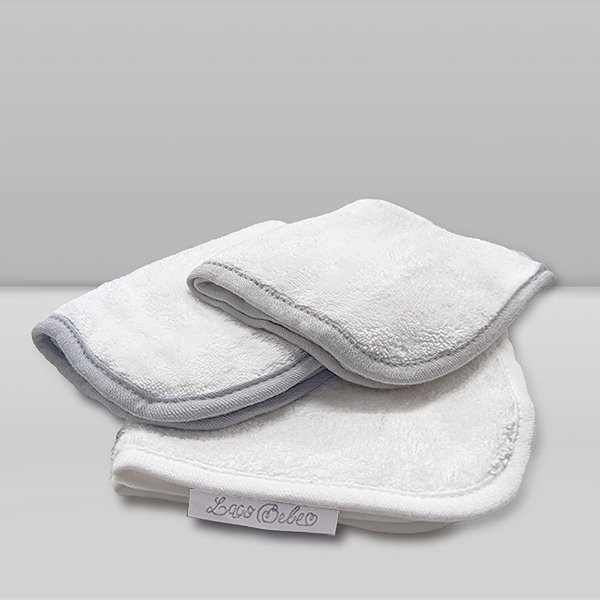 Kit Paninho de Boca Laço Bebê Babitas Liso - Cinza