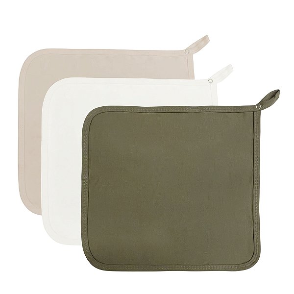 Kit Paninho de Boca Laço Bebê Babitas Bamboo - Verde Militar (03 unidades)