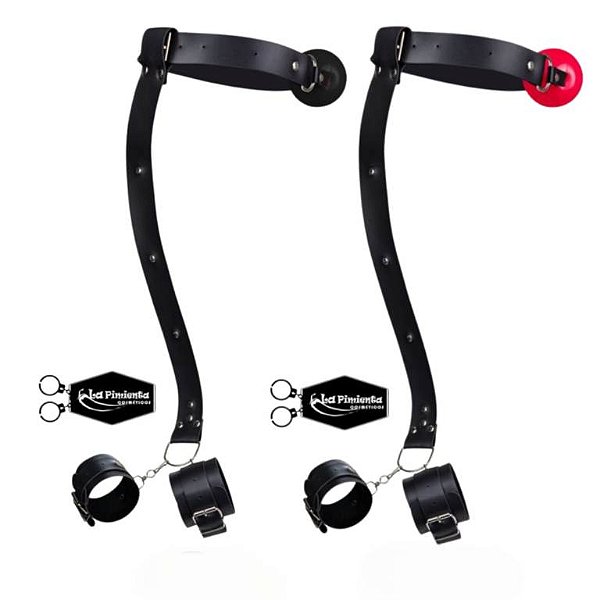 KIT SADO MORDAÇA BOLA COM ALGEMAS TRASEIRAS