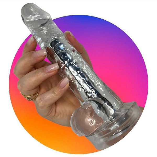 VIBRADOR REC. PENIS TRASPARENTE COM VENTOSA 19 CM