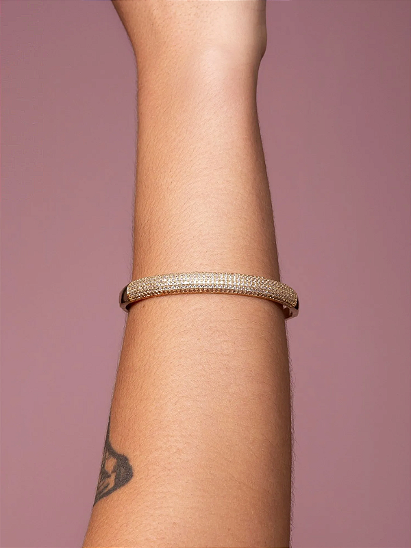 Bracelete com Zircônias folheado em ouro 18k