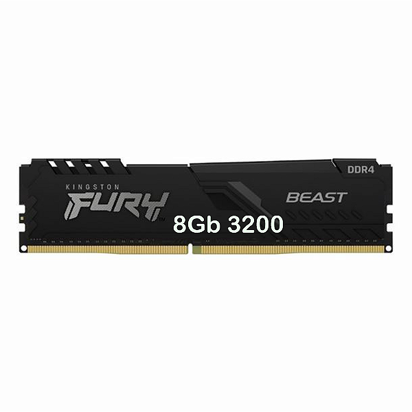 Memória para Desktop DDR4 8GB 3200Mhz Kingston HyperX Fury Black KF432C16BB/8