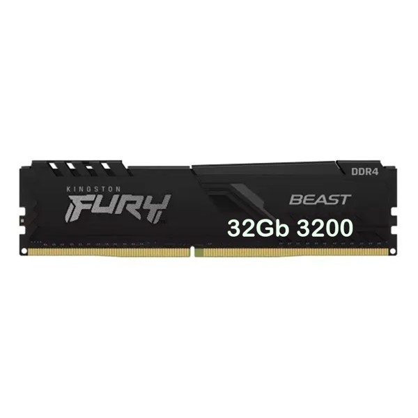 Memoria para Desktop DDR4 32GB 3200Mhz Kingston Fury Beast Preto - KF432C16BB/32