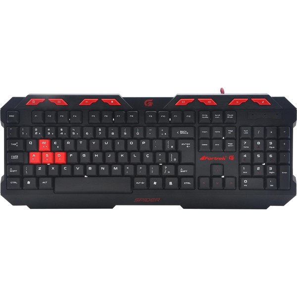 Teclado USB Gamer Fortrek Spider GK706 Preto e Vermelho