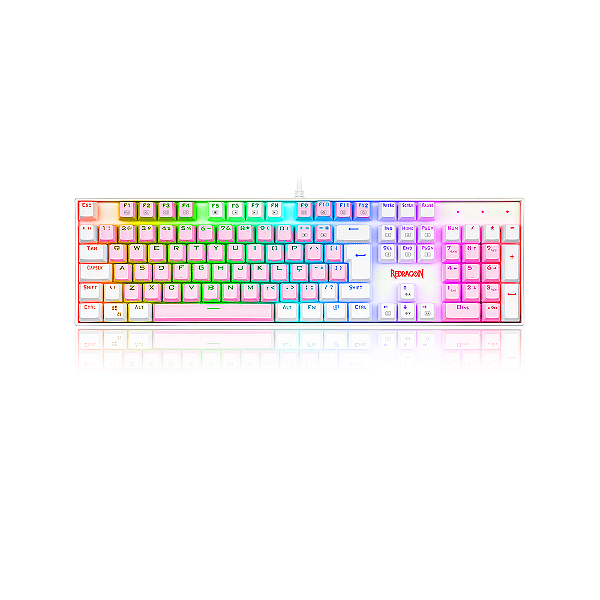 Teclado Redragon Mitra Rosa Branco Rgb Switch Brown Abnt2