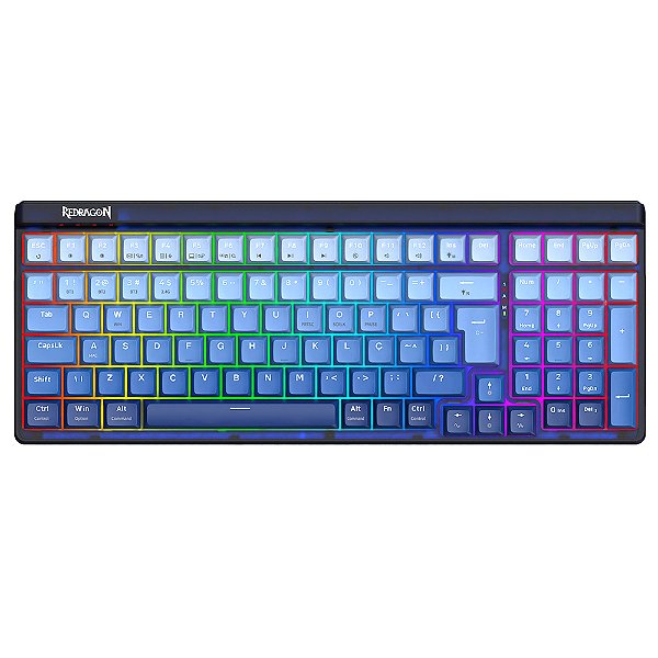 Teclado Redragon Garen Pro Azul RGB Sem Fio ABNT2 Switch Purple