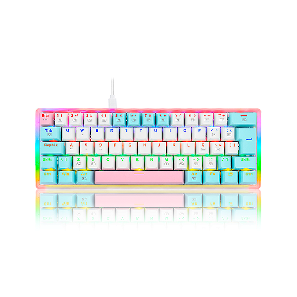 Teclado Redragon Akali Ice Cream Rainbow Switch Marrom Pt