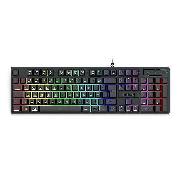 Teclado Membrana Gamer Redragon Netherbane RGB K521-RGB Preto