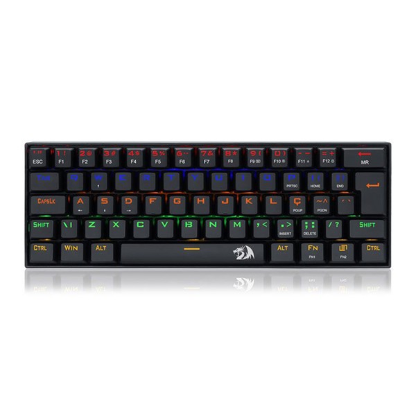 Teclado Mecanico Redragon Lakshmi Rainbow Layout 60% Switch Marrom K606R-PT-BROWN