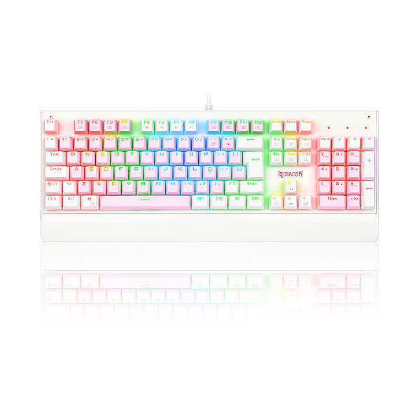 Teclado Mecânico Redragon Kala Rosa Branco Switch Marrom Pt