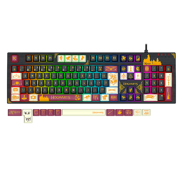 Teclado Mecânico Gamer Redragon Harry Potter Amsa Hogwart’s Special Edition RGB Preto