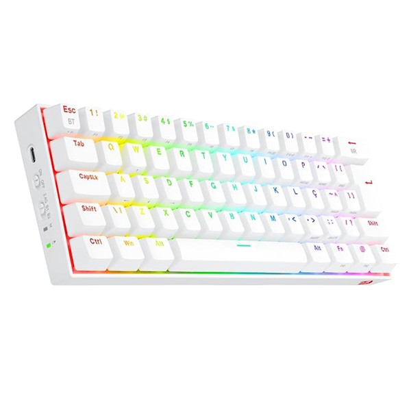 Teclado Mecânico Gamer Redragon Draconic Pro RGB Switch Brown Bluetoot Branco K530PW-RGB-PRO (PT-BROWN)