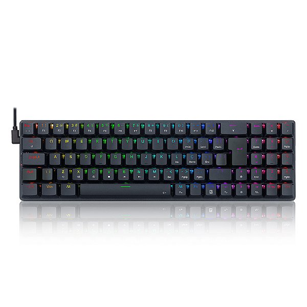 Teclado Mecânico Gamer Redragon Ashe Rgb Preto Switch Azul