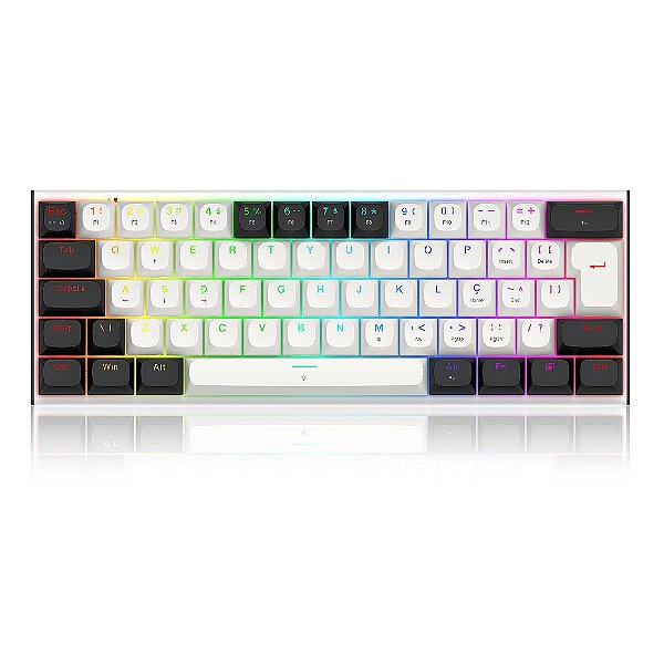 Teclado Magnético Redragon Fidd Preto Branco ABNT2 Switch Pink