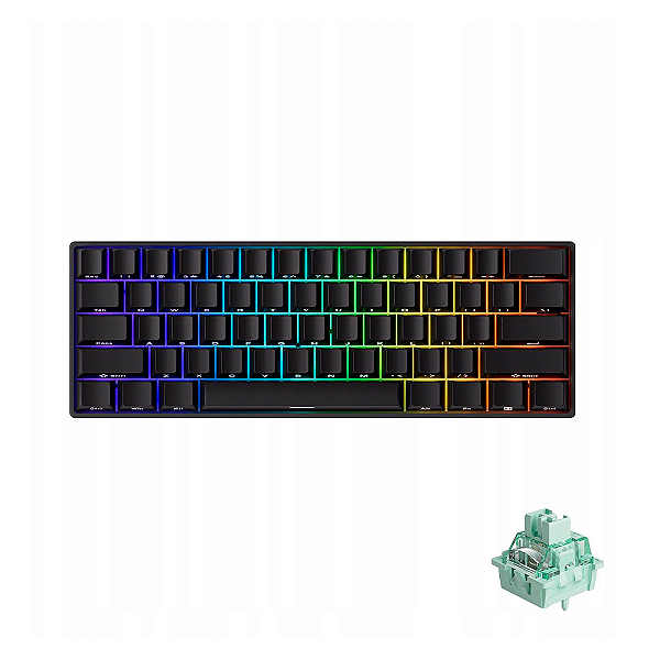 Teclado Magnético Akko Monsgeek Fun60 Pro SP 8K Switch Akko Glare Linear Sem Fio Preto