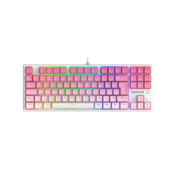Teclado Gamer Redragon Daksa Branco E Rosa Rgb Switch Marrom