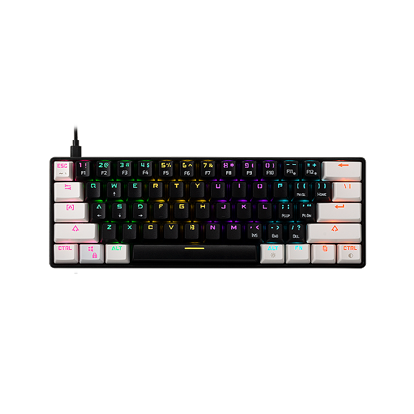 Teclado Gamdias Aura Gk2 Preto Branco Rainbow Switch Marrom