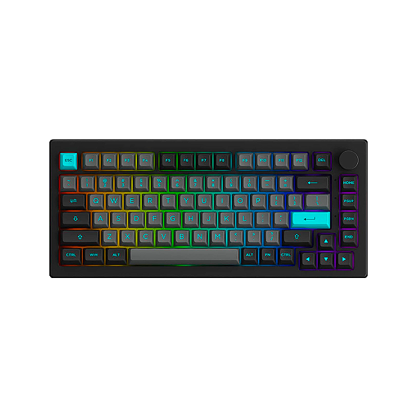 Teclado Gamer Akko 5075 B Black Cyan Plus Rgb Switch Silver