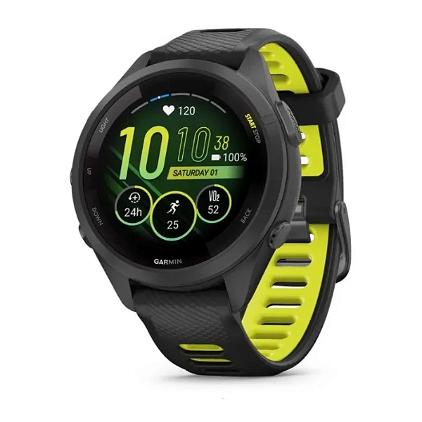 Relógio Garmin Forerunner 265S Music GPS Tela de AMOLED Preto e Amarelo 42mm