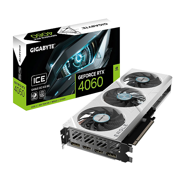 Placa de Vídeo RTX 4060 EAGLE OC Gigabyte NVIDIA GeForce 8GB GDDR6 DLSS Ray Tracing - GV-N4060EAGLE OC-8GD