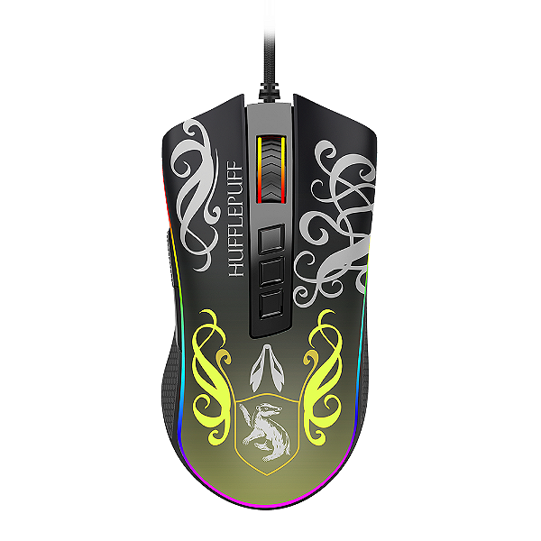 Mouse Gamer Redragon Harry Potter Cobra RGB Hufflepuff Preto e Amarelo