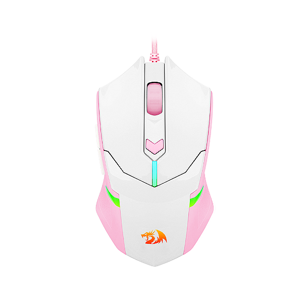 Mouse Gamer Redragon Centrophorus Lollipop Branco Rosa Rgb