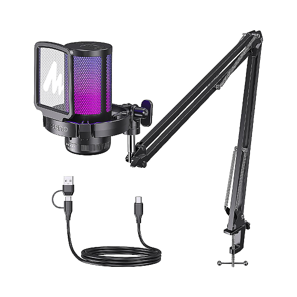 Microfone USB e Braço Articulado Maono DGM20S RGB Preto
